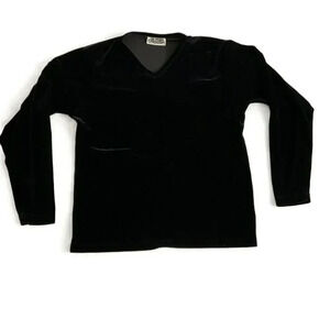 Pop Icon Womens XL Black Long‎ Sleeve Velour Top